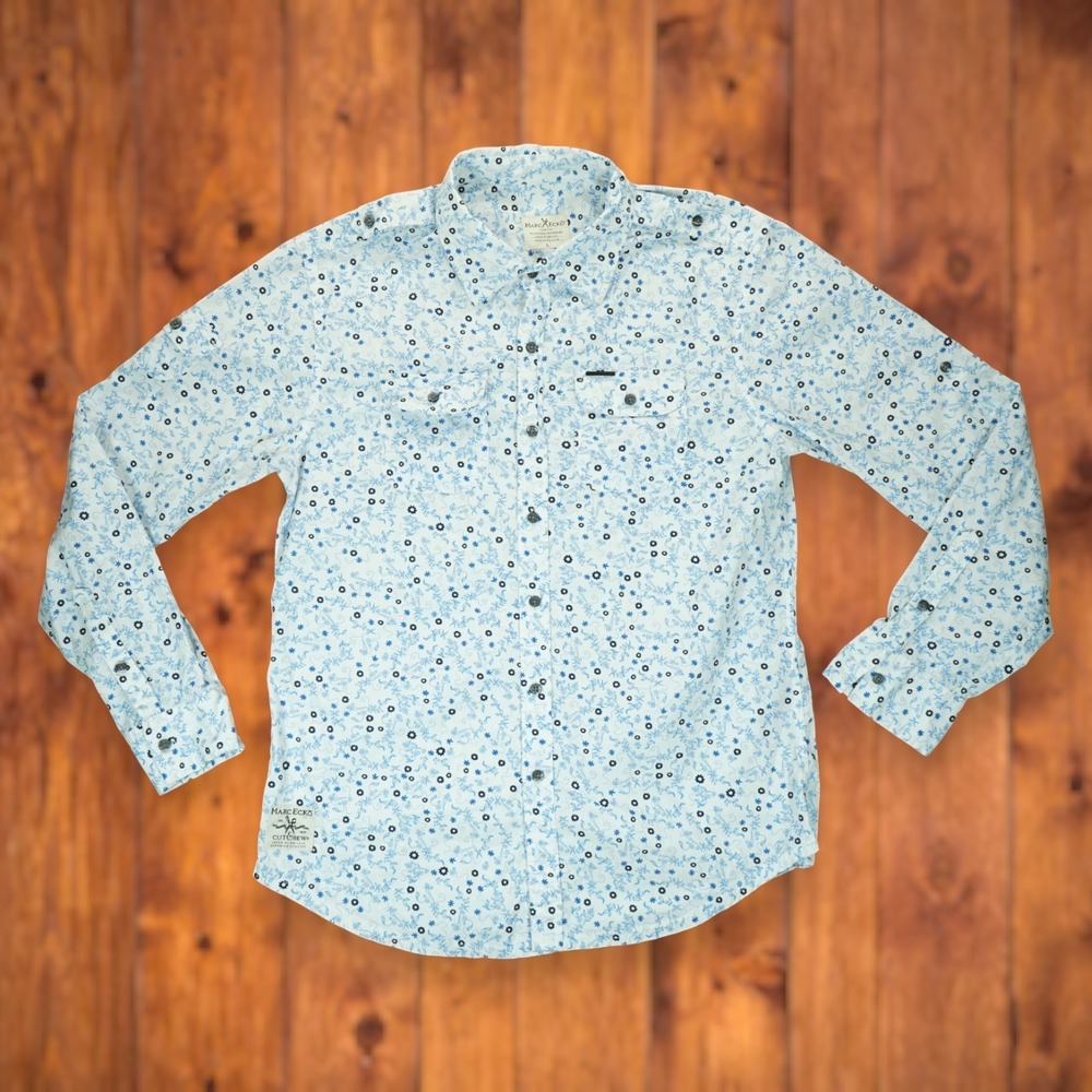 Marc Ecko Cut & Sew‎ Men's Shirt Large Long Sleeve Floral Pattern Rolltab